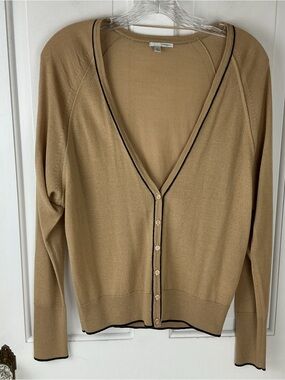 Tan Lightweight Cardigan Sweater Retro Vintage Grandpa